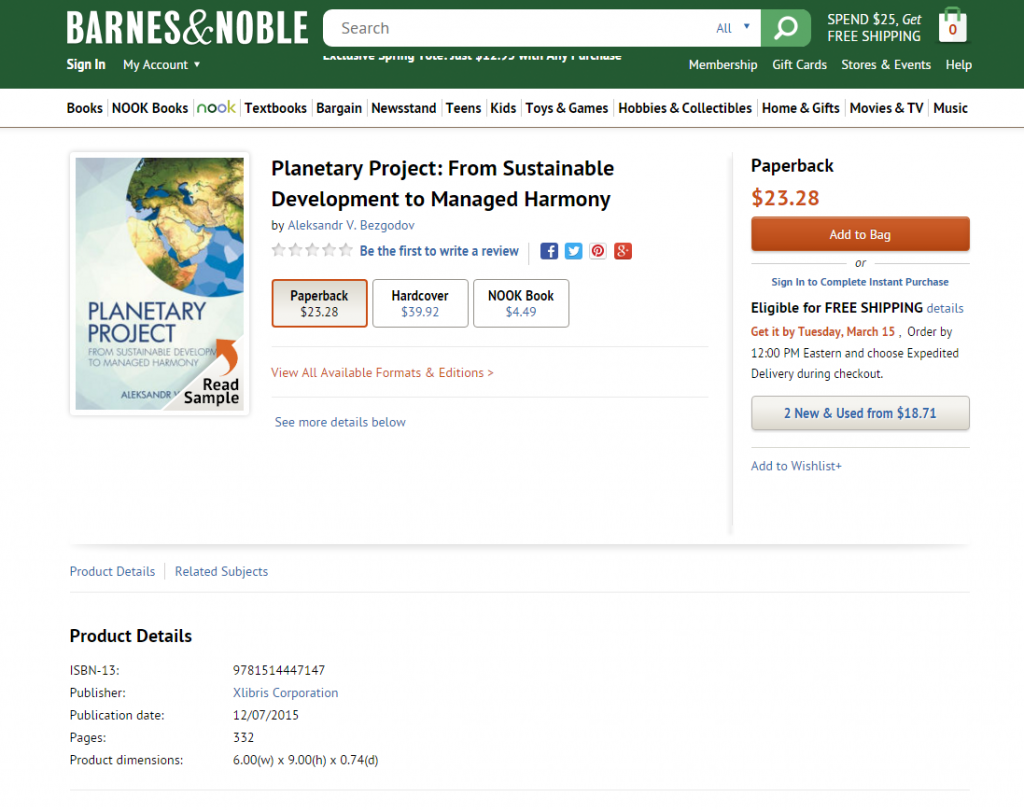 Book publication - Planetary Project